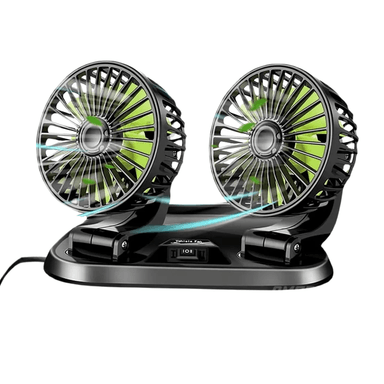 VENTILADOR DOBLE PARA AUTO CON CONECTOR 12V Y BASE AJUSTABLE - 4