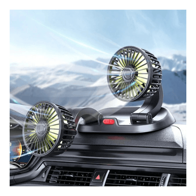 VENTILADOR DOBLE PARA AUTO CON CONECTOR 12V Y BASE AJUSTABLE - 5
