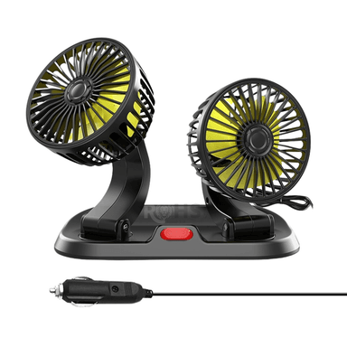 VENTILADOR DOBLE PARA AUTO CON CONECTOR 12V Y BASE AJUSTABLE - 6