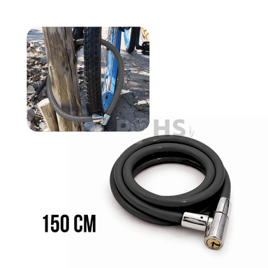 PACK X2 CANDADOS PARA BICICLETA NEGRO 150 CM CABLE DE SEGURIDAD CON LLAVE ANTIRROBO - 2