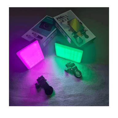 PACK 2 LUZ LED RGB PARA CELULAR F06 CON SOPORTE PLEGABLE ILUMINACIÓN AJUSTABLE PARA FOTO Y VIDEO - 3
