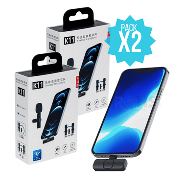 PACK 2 MICRÓFONOS INALÁMBRICO 2 EN 1 PARA IPHONE Y ANDROID  K11 - 1