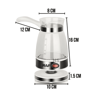 CAFETERA ELÉCTRICA RAF R.125 DE VIDRIO 600-650W CON BASE CALENTADORA BLANCA - 2