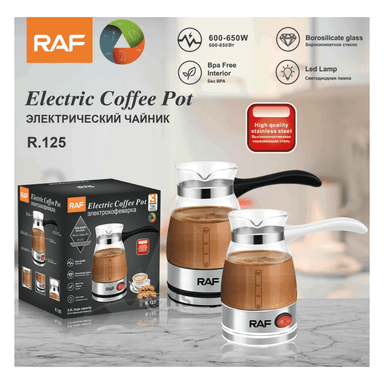 CAFETERA ELÉCTRICA RAF R.125 DE VIDRIO 600-650W CON BASE CALENTADORA BLANCA - 5