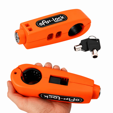 CANDADO ANTIRROBO PARA ACELERADOR DE MOTO NARANJA - 5