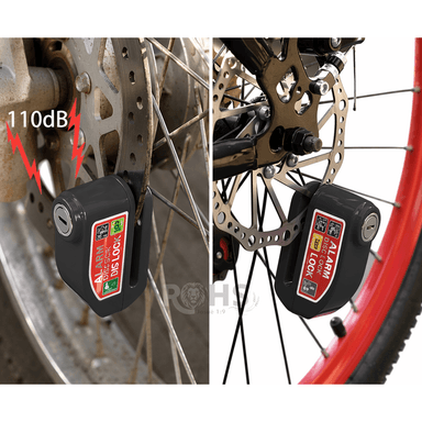 PACK X2 CANDADOS PARA DISCO DE MOTO CON ALARMA 110DB ANTIRROBO NEGRO - 3