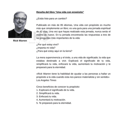 LIBRO DEVOCIONAL DE 40 CAPÍTULOS PARA 40 DÍAS – UNA VIDA CON PROPÓSITO - 2