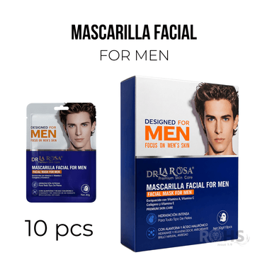 SET DE 10 MASCARILLAS FACIALES PARA HOMBRE DR LA ROSA - 1