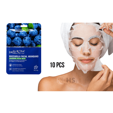 SET DE 10 MASCARILLAS FACIALES DE ARÁNDANO DR LA ROSA - 1