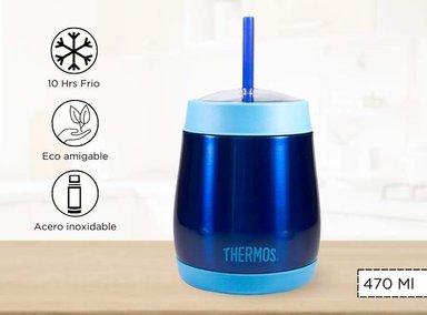 TAZA TÉRMICA THERMOS FRAPE ACERO INOXIDABLE 470ML AZUL