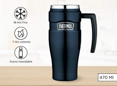 TAZA TÉRMICA THERMOS KING ACERO INOXIDABLE 470ML AZUL