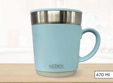 TAZA THERMOS TERMICA CLASICA 350 ML ACERO CELESTE