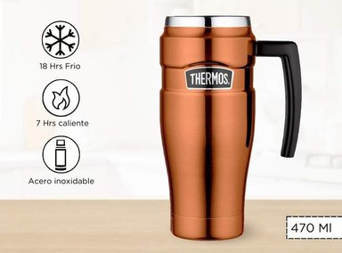 TAZA TÉRMICA THERMOS KING ACERO INOXIDABLE 470ML DORADO