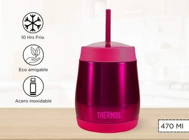 TAZA TÉRMICA THERMOS FRAPE ACERO INOXIDABLE 470ML ROSADO