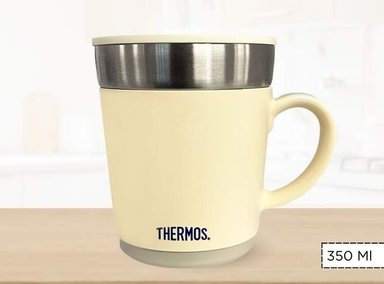TAZA THERMOS TERMICA CLASICA 350 ML ACERO BLANCO