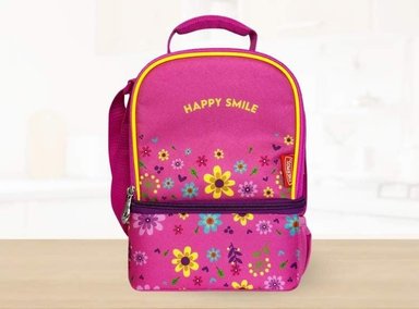 LONCHERA THERMOS DISEÑO ROSADO TERMICA PARA NIÑOS CON FLORES