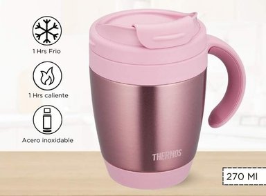TAZA TÉRMICA THERMOS MUG ACERO INOXIDABLE 270ML ROSADO