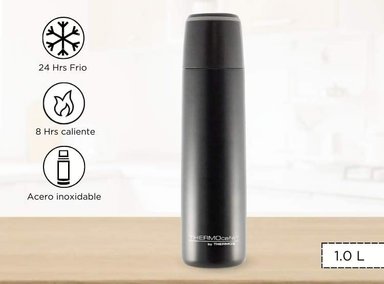 TERMO THERMOS ACERO INOXIDABLE 1L BEBIDA NEGRO