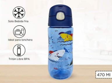 TOMATODO THERMOS 470ML NIÑOS CON DISEÑO TIBURON