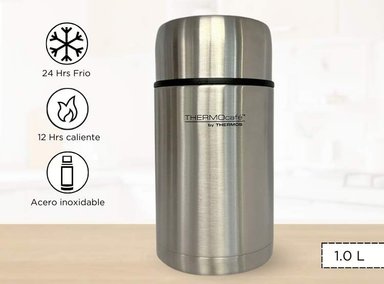 TERMO THERMOS SILVER ACERO INOXIDABLE 1L COMIDA PLATEADO