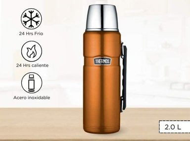TERMO THERMOS KING ACERO INOXIDABLE 2.0L BEBIDA DORADO