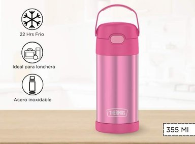 TOMATODO TERMICO PARA NIÑOS FUNTAINER 355 ML ROSADO