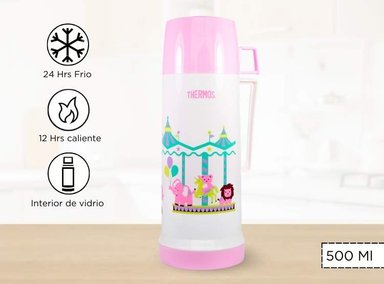 TERMO THERMOS VOGUE NIÑOS 500ML BEBIDA HOGAR ROSADO