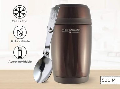 TERMO THERMOS BARREL ACERO INOXIDABLE 500ML COMIDA MARRÓN