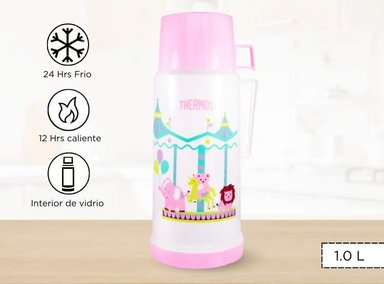 TERMO THERMOS VOGUE NIÑOS 1.0L BEBIDA HOGAR ROSADO