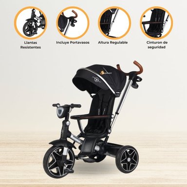 TRICICLO GUIADOR REVERSIBLE 360° HARDY EXPLORER NEGRO - 1