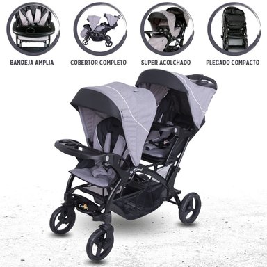 COCHE CUNA EBABY DUO LANDER GRIS MELLICERO
