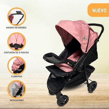 COCHE CUNA BABY HAPPY NEW VALENCIA ROSADO DE LUJO GRAFFITI