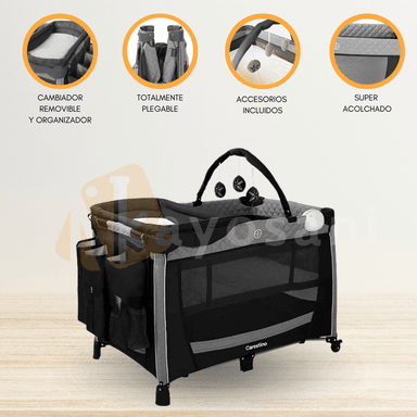 CUNA CORRAL CARESTINO GENOVA NEGRO PLEGABLE