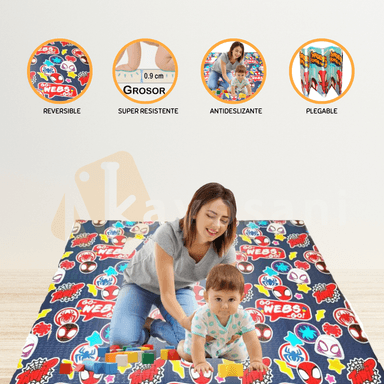 ALFOMBRA CUZKA SPIDERMAN AZUL PLEGABLE BEBÉ