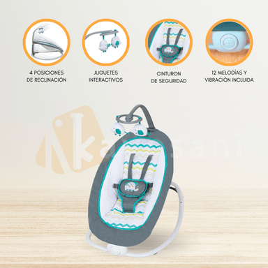 SILLA NIDO INFANTI SEDIA VIBRADORA PLEGABLE GREEN