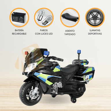 MOTO A BATERÍA PARA NIÑOS «ELITE POLICE» BLACK - 1
