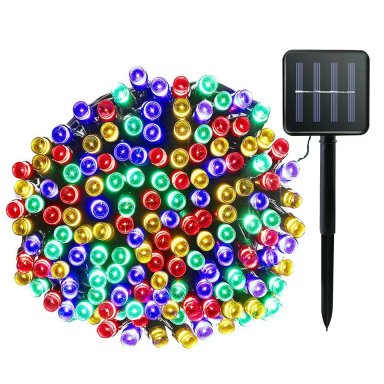 LUCES IMPORTACIONES VALERAFF MULTICOLOR NAVIDAD CON PANEL SOLAR 10 MTS 100 FOCOS LED