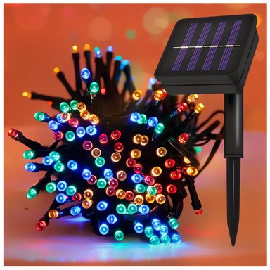LUCES IMPORTACIONES VALERAFF MULTICOLOR NAVIDAD CON PANEL SOLAR 10 MTS 100 FOCOS LED - 2