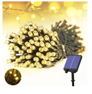 LUCES DE NAVIDAD CON PANEL SOLAR COLOR AMBAR 200 FOCOS - 2