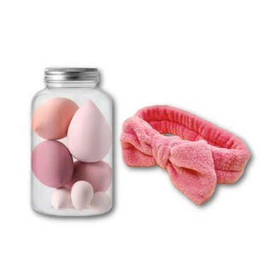 SET 7 ESPONJAS BEAUTY BLENDER EN FRASCO + VINCHA
