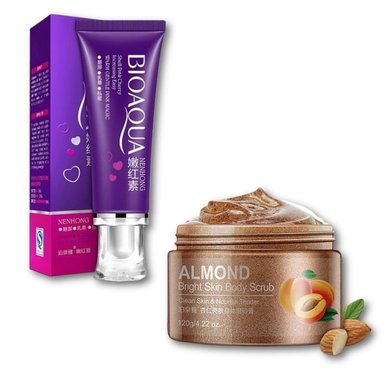 SET CREMA BIOAQUA DESPIGMENTANTE + EXFOLIANTE ALMENDRAS DURAZNO - 1