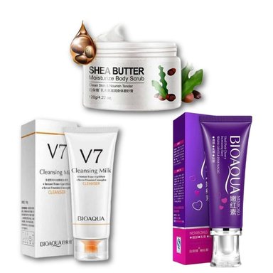 SET EXFOLIANTE BIOAQUA KARITE + LIMPIADOR FACIAL + CREMA DESPIGMENTANTE - 1
