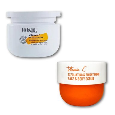 SET CREMA FACIAL DR RASHEL VITAMINA C MOISTURIZER 160 GR + EXFOLIANTE VITAMINA C