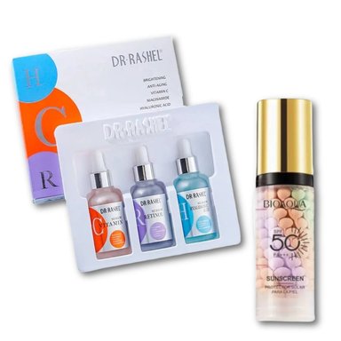 PACK 3 DR RASHEL SERUM + PROTECTOR SOLAR SPF50 CON BASE BIOAQUA