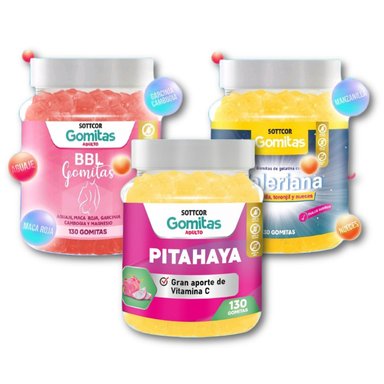 PITAHAYA + VALERIANA + BBL AGUAJE PARA ADULTOS 130 GOMITAS - SOTTCOR