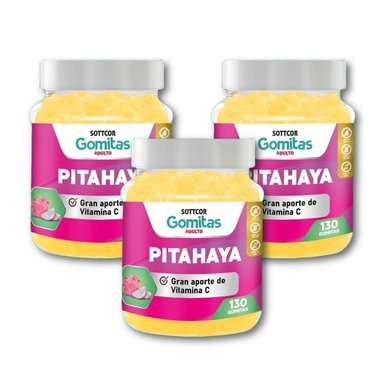 3 PITAHAYA CON VITAMINA E PARA ADULTOS 130 GOMITAS - SOTTCOR