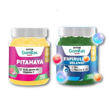 PITAHAYA + ESPIRULINA PARA ADULTOS 130 GOMITAS - SOTTCOR