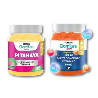 PITAHAYA + HIERRO PARA ADULTOS 130 GOMITAS - SOTTCOR