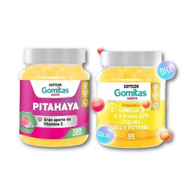 PITAHAYA + OMEGA 3 PARA ADULTOS 130 GOMITAS - SOTTCOR