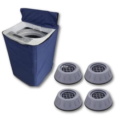 FUNDA LAVADORA LONA COLOR AZUL 16-22 KG + 4 SOPORTES
